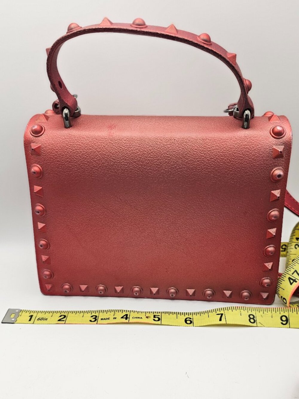 Pink‑Burgundy Jelly Studded Crossbody / Top‑Handle Bag - Picture 2 of 9